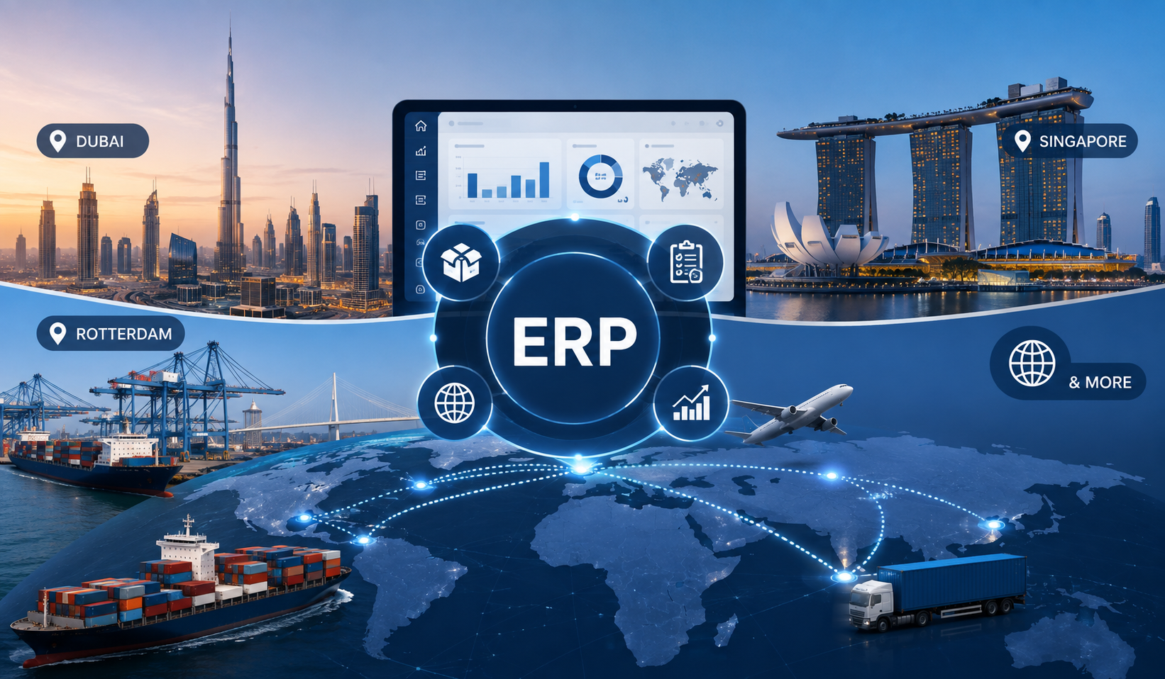 Choosing an ERP for Global Trade Hubs: Dubai, Singapore, Rotterdam & More